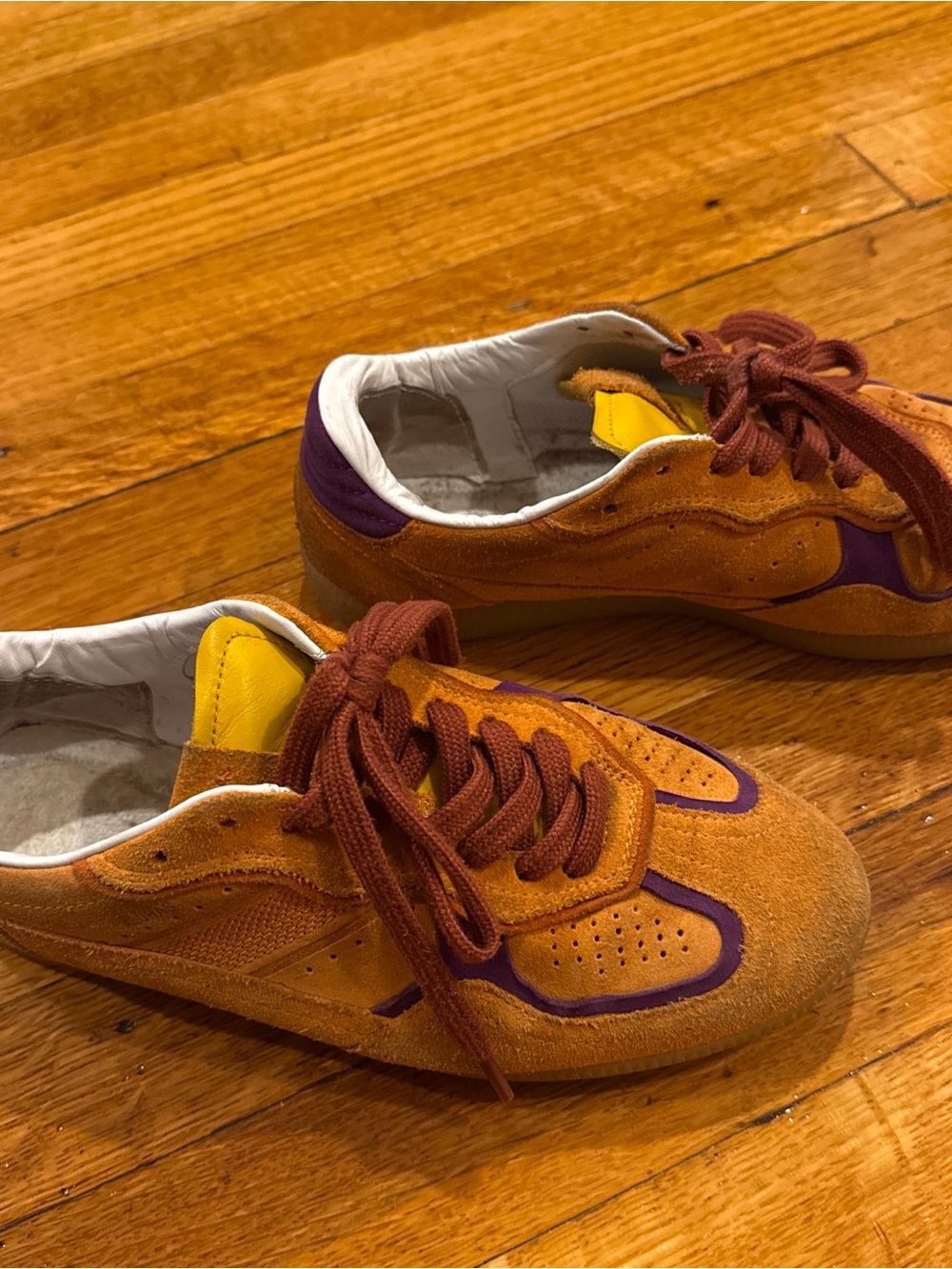 Women’s Suede Casual Aloha Sneakers in Orange with Purple - Picture 2 of 4